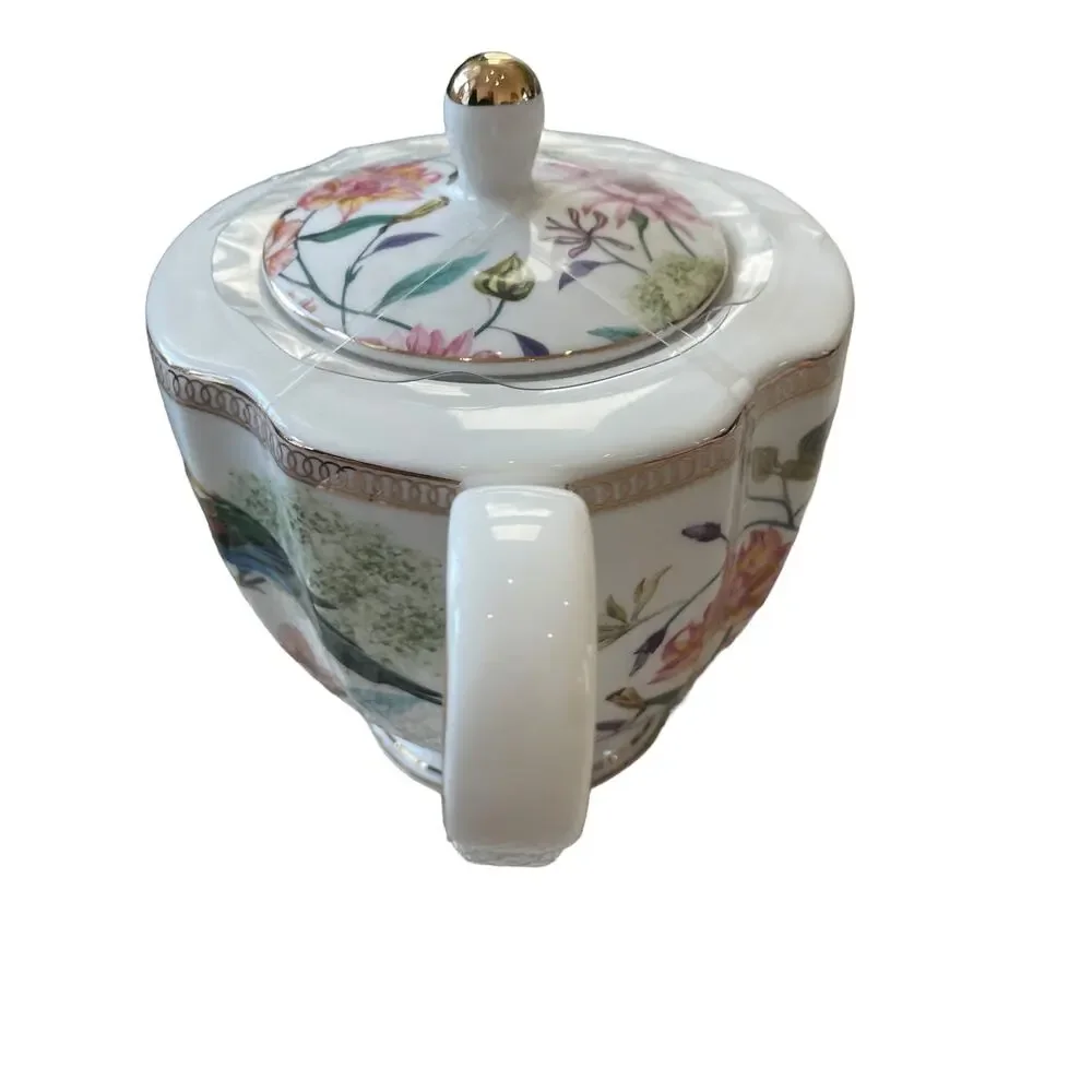 Grace Teaware Fine Porcelain Teapot Very Elegant Floral & Birds 6.5